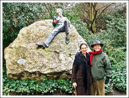 Jim and Randy with Oscar Wilde in Dublin