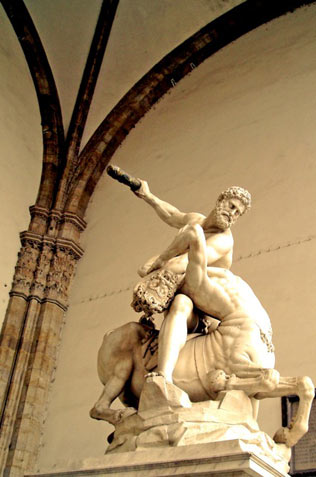 Hercules battles a centaur